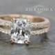 3.25 CT Rose Gold Bridal Engagement Ring With Cushion Cut Stone Solid 14K or 18k Gold