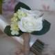 Wedding Boutonniere Rustic Rose Hydrangea Wedding Boutonniere with Green Hydrangeas