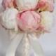 Ivory and Blush Pink Peony Bud Wedding Bouquet - Peony Wedding Bouquet
