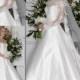 Princess White Wedding Dresses With Long Sleeve Jacket Lace Chapel Train Satin A-Line 2016 Sheer A-Line Cheap Bridal Gowns Ball Online with $125.31/Piece on Hjklp88's Store 