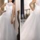 Fashion Lace High Neck Wedding Dresses 2016 Sheer A-Line White Applique Covered Button Plus Size Tulle Garden Cheap Bridal Gowns Ball Online with $120.06/Piece on Hjklp88's Store 