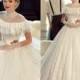 Princess Victorian Wedding Dresses Lace 2016 Sheer Short Sleeve Custom Made High Neck Chapel Train Vintage Castle Bridal Gowns Ball Online with $136.71/Piece on Hjklp88's Store 