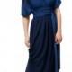 Navy Blue Dress, Bridesmaid dress infinity Floor Length Wrap Dress with Chiffon Convertible Dress.