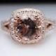 Large Round Morganite Intricate Halo Diamond Engagement Ring 14k Rose Gold Morganite Engagement Ring Peach Morganite Ring Diamond Ring
