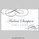 Wedding Place Cards Template (Folded) – Calligraphic Flourish (Navy or Royal Blue) - Instant Download - Editable MS Word File