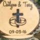 Rustic Cross Rings Wedding Cake Topper / Wood Burned / Personalized Topper