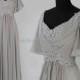 Gray long prom dress,lace applique bridesmaid dresses,short sleeve formal dress,chiffon prom dresses,party dress,evening dress,women's dress