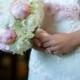 Light Pink Peony Bud and Ivory Hydrangea Rose Silk Wedding Bouquet Silk Bridal Bouquet