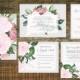Floral Wedding Invitation Suite (Set of 25) 