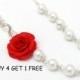 Red rose Infinity Necklace, Red rose Jewelry, Red rose Bridesmaid, Red rose Flower Necklace, Bridal Flowers, Bridesmaid Necklace