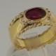 Stunning 14K Solid Yellow Gold Natural Red Ruby Solitaire Ring with Milgrain Edging - Made in England - Choose Your Gemstone