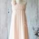 2016 Peach Junior Bridesmaid Dress, One Shoulder Empire Waist Flower Girl Dress, Long Rosette dress floor length (ZK025)