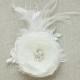 Wedding hair flower, Bridal hair flower, Bridal headpiece, Ivory, Feather, Bridal fascinator, wedding hair accessories, wedding headpiece