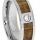 Hawaiian Koa Wood Ring Titanium set with 2mm stone mens Wedding band or Engagement ring - Waterproof - Ready to ship