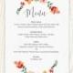 Floral wedding wreath, wedding sign printables, wedding day printables, DIY wedding MENU template - DIGITAL download
