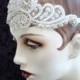 White Bridal Headband, Flapper Inspired Bridal Headpiece, Art Deco Style, Flapper Headband, 1920s Style, Retro Weddings, Bridal Accessories