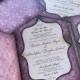 Vintage, Goth Pattern and Window Framed Wedding Invitation Set. Purple wedding invitations. Goth pattern wedding invitations
