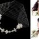 Bridal Wedding Bandeau Birdcage Veil. Lace Swarovski Crystals Pearls. Headband Headpiece Hair piece Accessory French Russian Veiling White