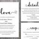 DIY Wedding Invitation Template Set Editable Word File Download Printable Invitation Black & White Invitation Elegant Heart Invitation