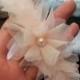 Blush Garter, Dusty Pink, Light peach, Ivory  Garter - Wedding Garter Ivory Organza Flower, Crystal Garter