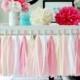 Pink, White and Cream Tissue Paper Tassel Garland- Wedding, Birthday, Bridal Shower, Baby Shower, Garden Party Decorations