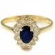 Blue Sapphire Ring, Princess Diana Ring, Engagement ring, Anniversary Ring, Wedding Ring, Gem Ring, Gemstone Ring, Oval Ring, Diamond ring