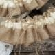 Natural Burlap Wedding Garter Set/Wedding Bridal Garter Set/Wedding Rustic Garter Set/Ivory Garte Set /Choose Your Color