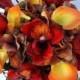Wedding bouquet autumn fall bridal bouquet real touch orchids calla lilies red orange brown