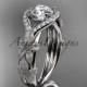 14kt white gold diamond leaf and vine wedding ring, engagement ring ADLR85