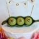 Wedding cake topper...Peas In a Pod and LOVE banner... Personalized, custom initials...Made to order