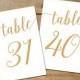 Printable Table Numbers 31-40 // Bella Script Gold Table Number // 4x6 and 5x7 Table Numbers Wedding