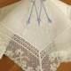 Wedding Handkerchief: Ivory Color Irish Linen Lace Handkerchief with Classic Zundt 1-Initial Monogram