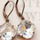 Clear crystal dainty estate style vintage earrings, Dangle Drop Earrings - Hepburn
