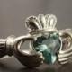 Aquamarine color CZ claddagh ring in Sterling silver
