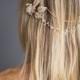 Grecian Gold Halo Hair Wrap, Gold Hair Chain, Wedding Gold forehead band, Draped Wedding Hair Comb, Boho Wedding Headpiece - 'SADIE'