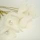 White Hair Flower Ivory Wedding Hair Piece, Crystal Wedding Hair Accessories, Wedding Hairpiece, Bridal Hair Pins, Set of Five Small Flowers