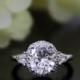 3.0 ct Halo Engagement Ring-Oval Cut Diamond Simulants-CZ Ring-Bridal Ring-Wedding Ring-Anniversary Ring-925 Sterling Silver-R09716