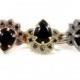 Black Lace Pear and Black Diamond Modern Crown Ring - Rose, Yellow or White Gold Engagement Ring