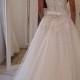 Modest illusion lace straps tulle a line wedding dresses