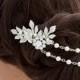 Wedding Hair Chain Wedding Headpiece Bridal Hair Chain Pearl Draped  Leaf Head Piece Leaf Hair Vine Bridal Hair Accessory ANWEN