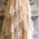 White & Blush Tiered Lace Ruffled Boho Wedding Dress By Mermaid Miss K