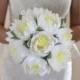 wedding flower lotus bouquet water lily white lotus rustic flowers wedding bouquet paper flower decor bridal lotus paper flowers lotus decor