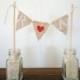 Cake Topper Custom Initials Burlap Triangle Pennant Flag Banner Bunting / Centerpiece for wedding reception monogram