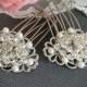 CHANTAL - Swarovski Crystal Wedding Hair Combs, Rhinestone and Pearl Bridal Hair Combs, White, Ivory, Filigree Hair Accessory, Set of TWO
