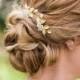 Set of 2 Gold leaf hair pin pearl hair pin bridal hair pin pearl cluster hair pin Grecian hair pin bohemian hair pin gold bridal hair pin#73