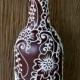 Wine bottle Vase, Henna Influenced Design, Burgundy/Maroon Wine Bottle with white accents
