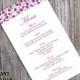 Wedding Menu Template DIY Menu Card Template Editable Text Word File Instant Download Purple Menu Heart Menu Card Eggplant Printable Menu
