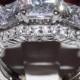 2.86ct 3 Stone Princess Cut Engagement Band Wedding Ring Set Diamond Simulated 925 Sterling Silver Platinum ep Women's Bridal Size 5 6 7 8 9