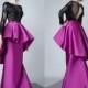 New Style 2016 Fushia Satin Peplum Evening Dresses Backless Sheer Sheath Long Sleeves Illusion Appliques Black Prom Gowns Sexy Party Formal Online with $117.02/Piece on Hjklp88's Store 