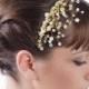 Bridal hair comb, wedding Hair Comb,Gold leaf and flowers comb, Crystal hair comb, woodland hair piece, bridal hairpiece, wedding headpiece